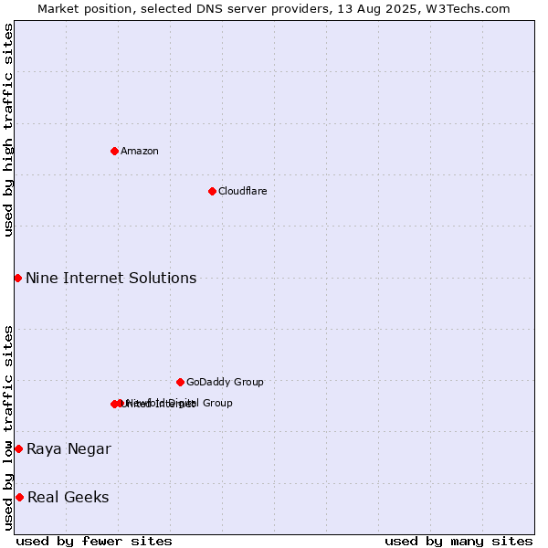 Market position of Real Geeks vs. Raya Negar vs. Nine Internet Solutions
