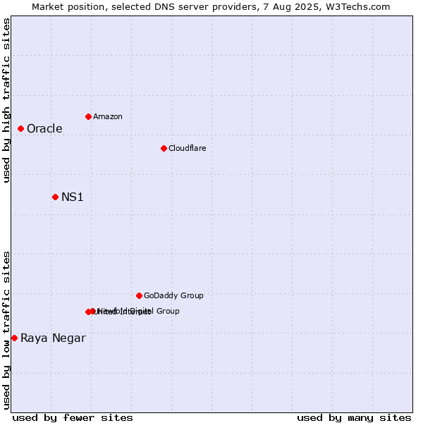 Market position of NS1 vs. Oracle vs. Raya Negar