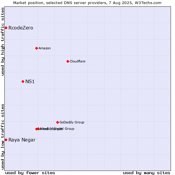 Market position of NS1 vs. Raya Negar vs. RcodeZero