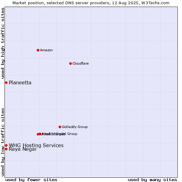 Market position of Raya Negar vs. Planeetta vs. WHG Hosting Services