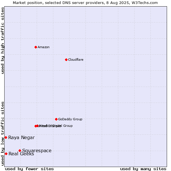 Market position of Squarespace vs. Real Geeks vs. Raya Negar