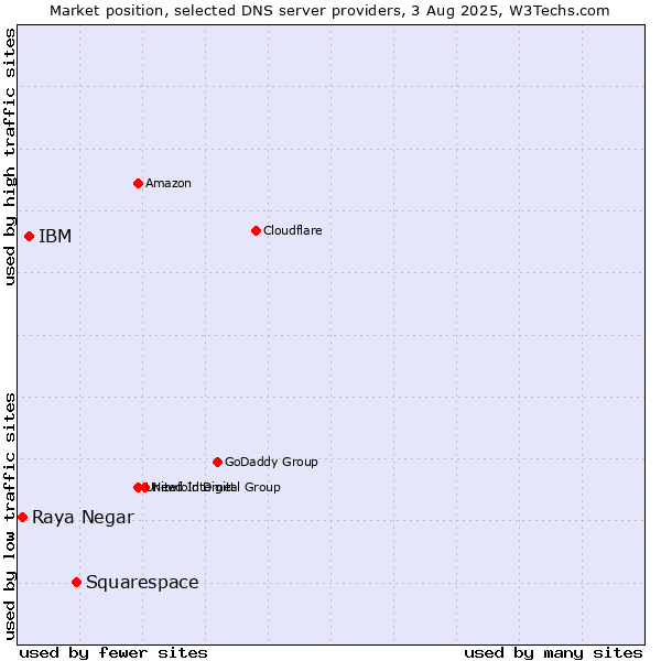 Market position of Squarespace vs. IBM vs. Raya Negar