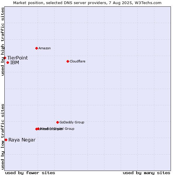 Market position of IBM vs. Raya Negar vs. TierPoint