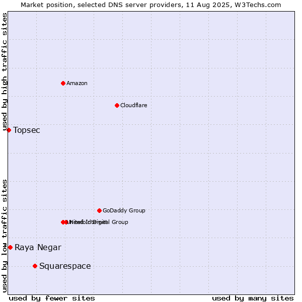 Market position of Squarespace vs. Raya Negar vs. Topsec