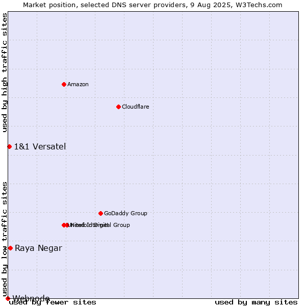 Market position of Raya Negar vs. 1&1 Versatel vs. Webnode