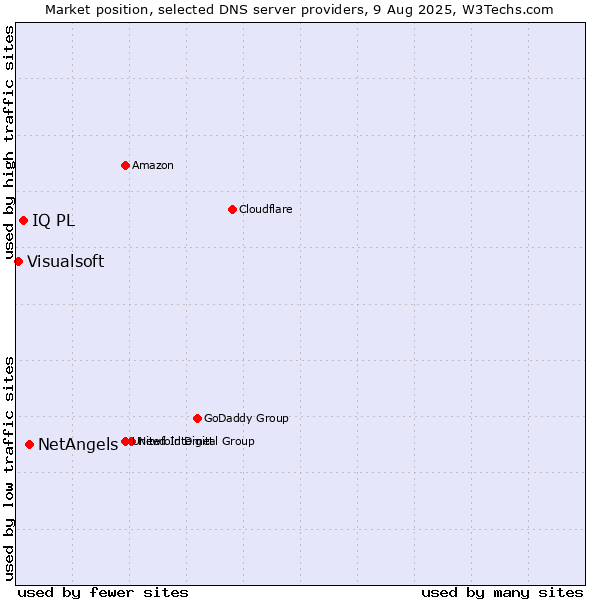 Market position of NetAngels vs. IQ PL vs. Visualsoft