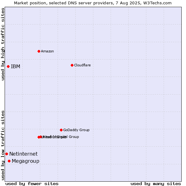 Market position of Megagroup vs. IBM vs. Netinternet