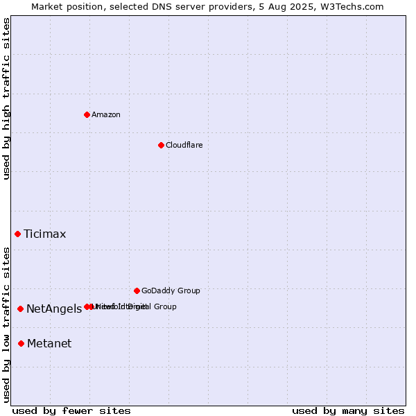 Market position of Metanet vs. NetAngels vs. Ticimax