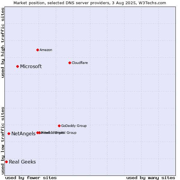 Market position of Microsoft vs. NetAngels vs. Real Geeks