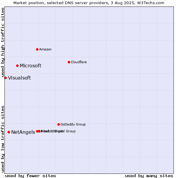 Market position of Microsoft vs. NetAngels vs. Visualsoft