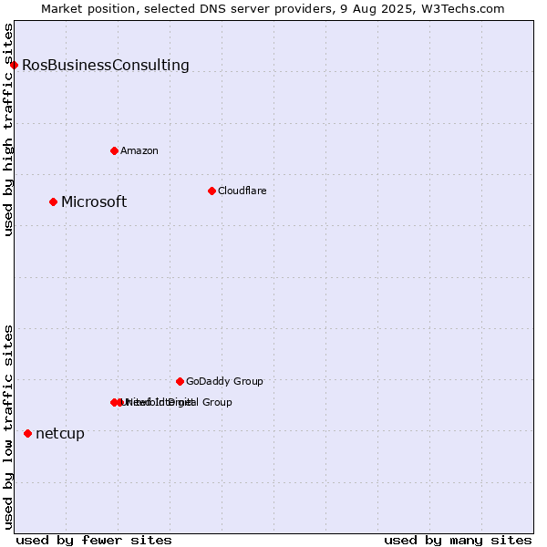 Market position of Microsoft vs. netcup vs. RosBusinessConsulting