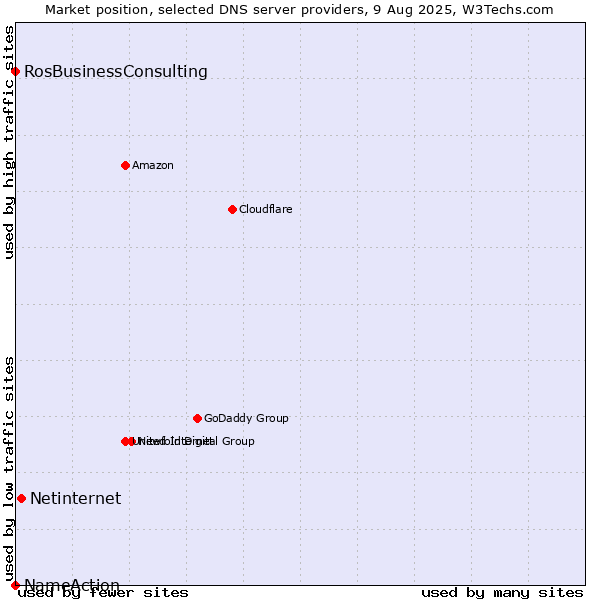 Market position of Netinternet vs. RosBusinessConsulting vs. NameAction