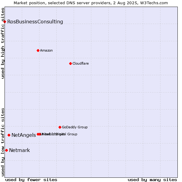 Market position of NetAngels vs. Netmark vs. RosBusinessConsulting