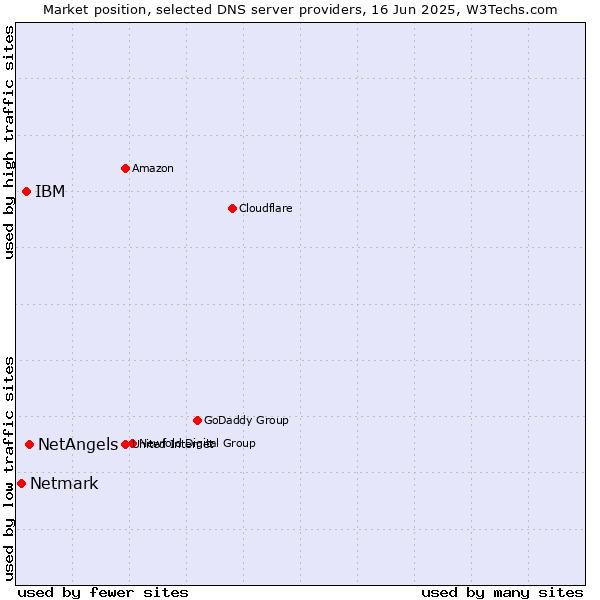 Market position of NetAngels vs. IBM vs. Netmark