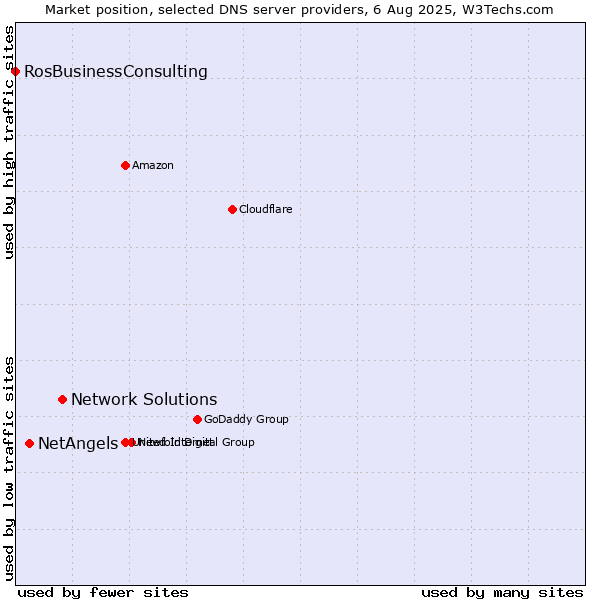 Market position of Network Solutions vs. NetAngels vs. RosBusinessConsulting
