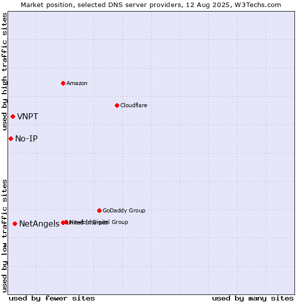 Market position of NetAngels vs. VNPT vs. No-IP