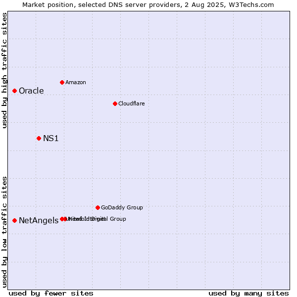 Market position of NS1 vs. NetAngels vs. Oracle