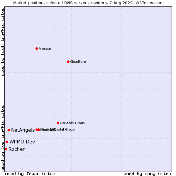 Market position of NetAngels vs. WPMU Dev vs. Rochen