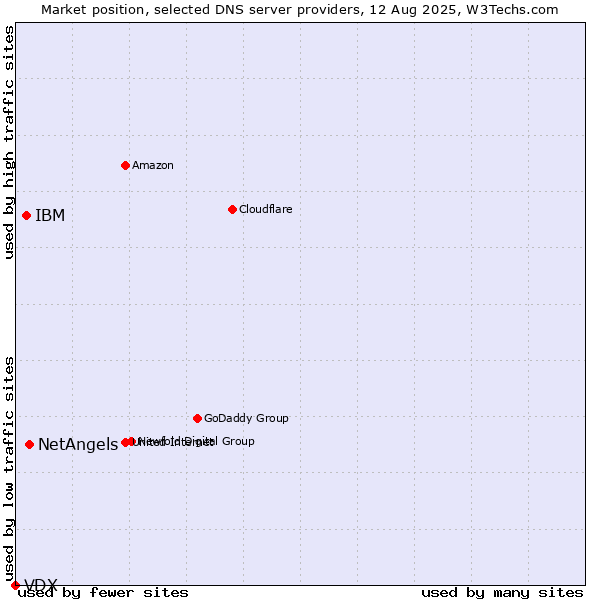 Market position of NetAngels vs. IBM vs. VDX