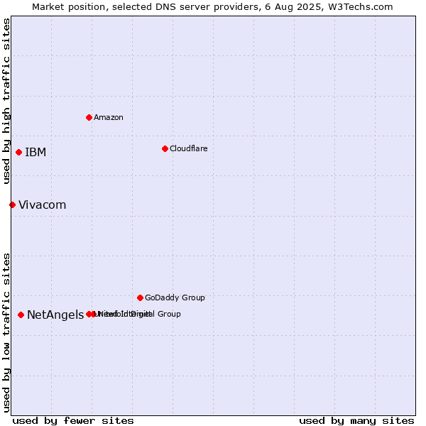 Market position of NetAngels vs. IBM vs. Vivacom
