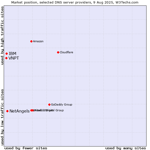 Market position of NetAngels vs. IBM vs. VNPT