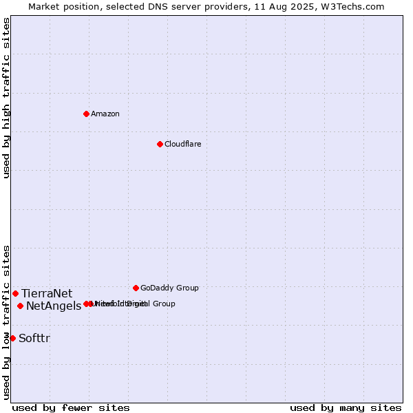 Market position of NetAngels vs. TierraNet vs. Softtr