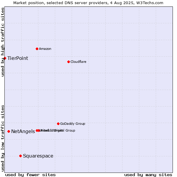 Market position of Squarespace vs. NetAngels vs. TierPoint