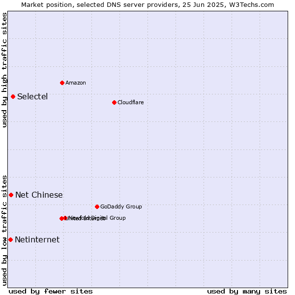 Market position of Selectel vs. Net Chinese vs. Netinternet