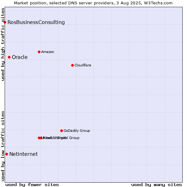 Market position of Oracle vs. Netinternet vs. RosBusinessConsulting