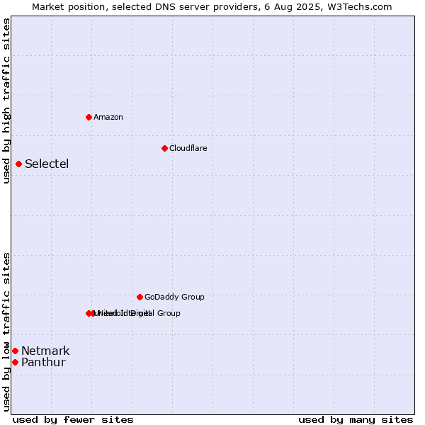 Market position of Selectel vs. Panthur vs. Netmark