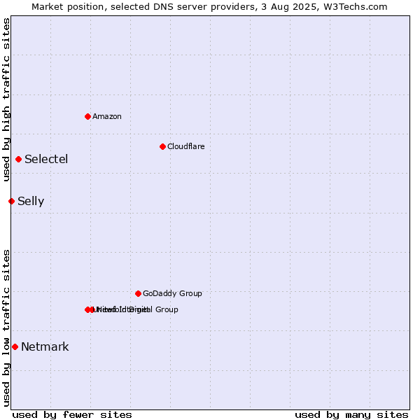 Market position of Selectel vs. Netmark vs. Selly