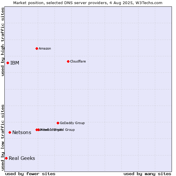 Market position of Netsons vs. IBM vs. Real Geeks