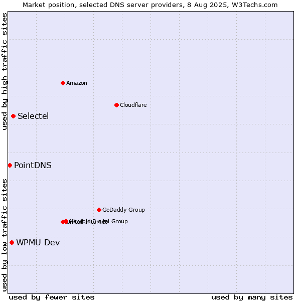 Market position of Selectel vs. WPMU Dev vs. PointDNS