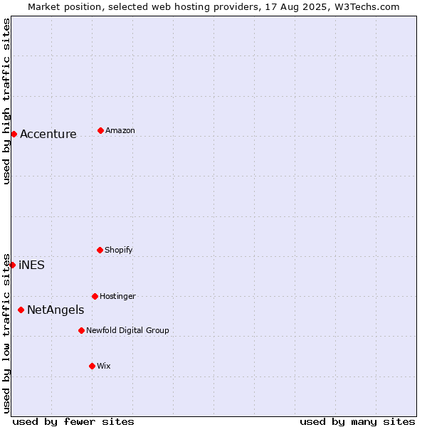 Market position of NetAngels vs. Accenture vs. iNES