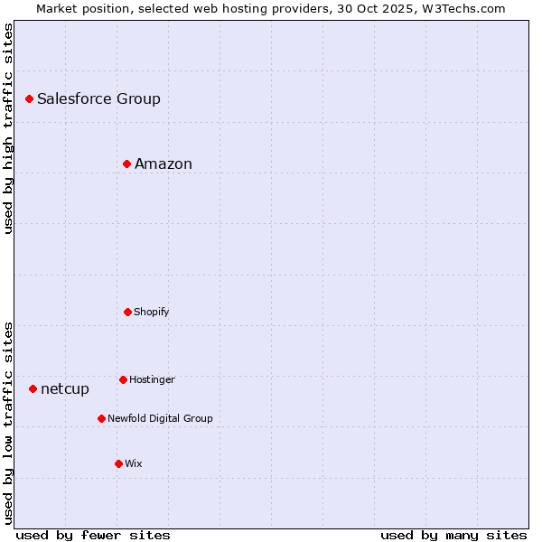 Market position of Amazon vs. netcup vs. Salesforce Group