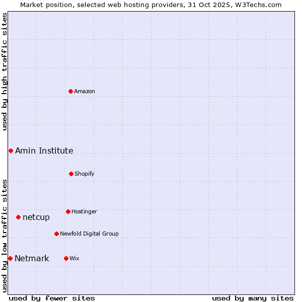 Market position of netcup vs. Amin Institute vs. Netmark