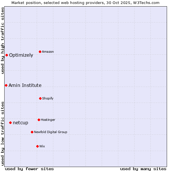Market position of netcup vs. Optimizely vs. Amin Institute