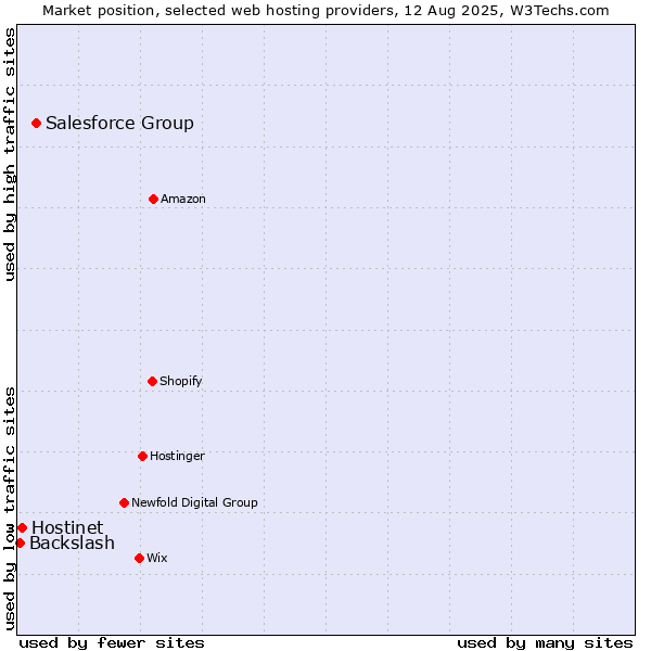Market position of Salesforce Group vs. Hostinet vs. Backslash