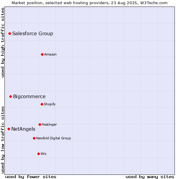 Market position of Bigcommerce vs. Salesforce Group vs. NetAngels