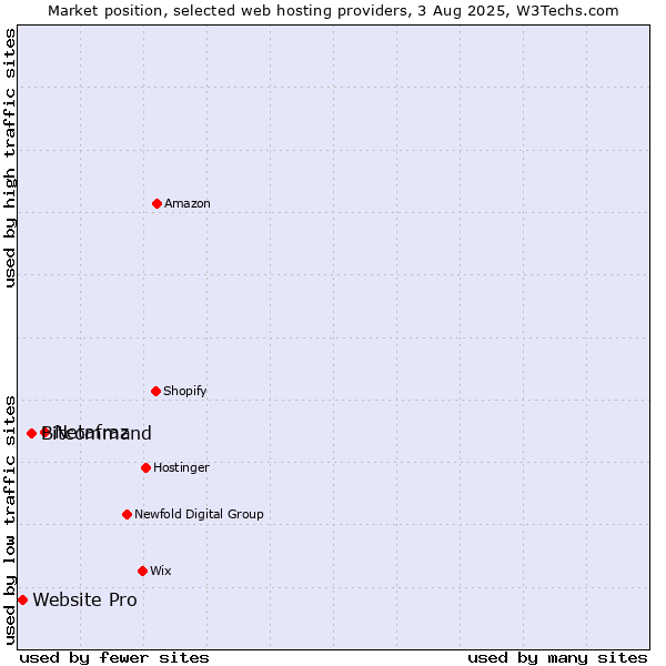 Market position of Netafraz vs. Bitcommand vs. Website Pro
