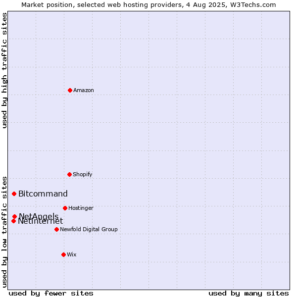 Market position of NetAngels vs. Bitcommand vs. Netinternet