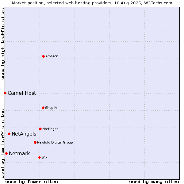 Market position of NetAngels vs. Netmark vs. Camel Host