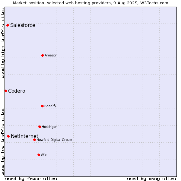 Market position of Netinternet vs. Salesforce vs. Codero