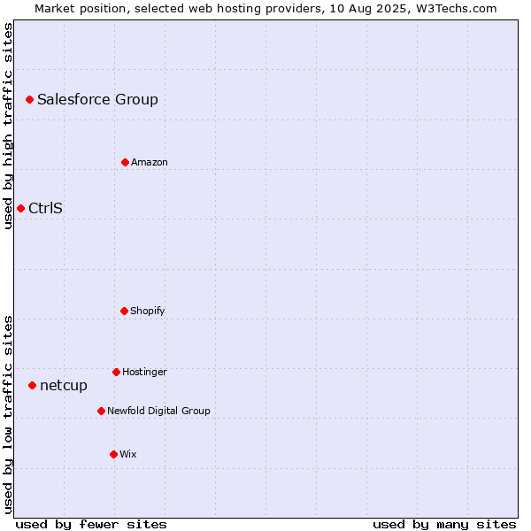 Market position of netcup vs. Salesforce Group vs. CtrlS