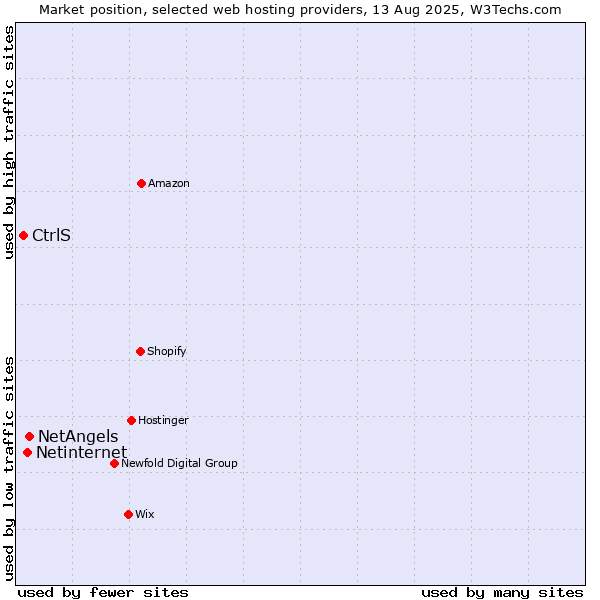 Market position of NetAngels vs. Netinternet vs. CtrlS