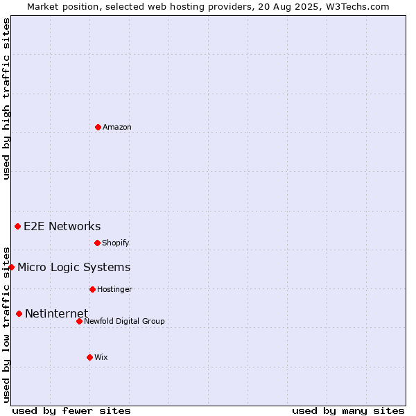 Market position of Netinternet vs. E2E Networks vs. Micro Logic Systems