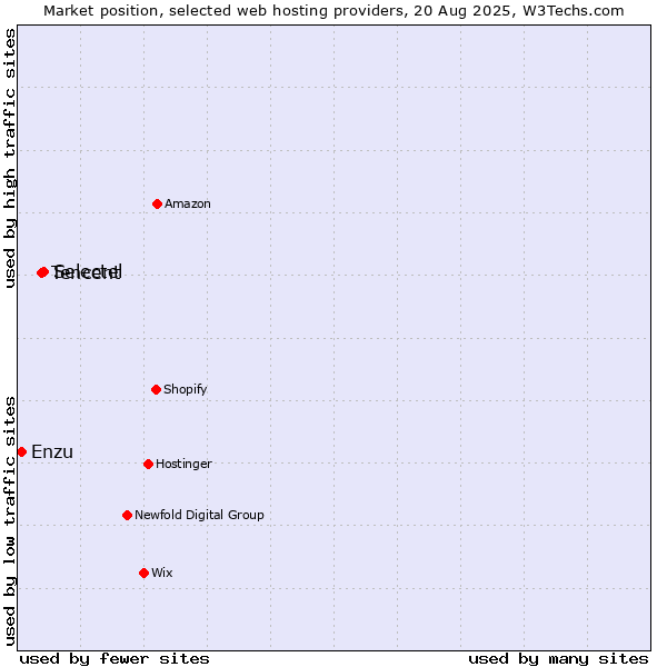 Market position of Selectel vs. Tencent vs. Enzu