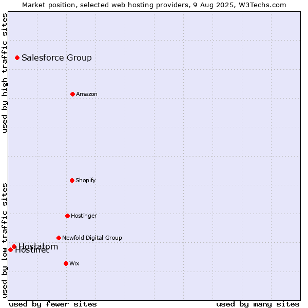 Market position of Salesforce Group vs. Hostatom vs. Hostinet