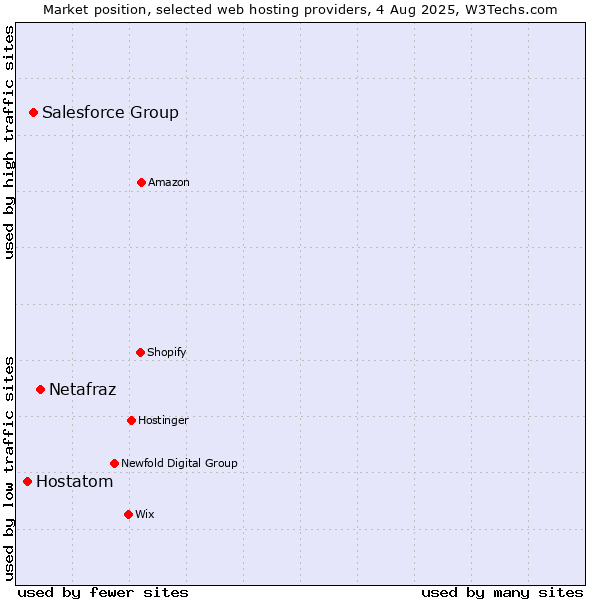 Market position of Netafraz vs. Salesforce Group vs. Hostatom