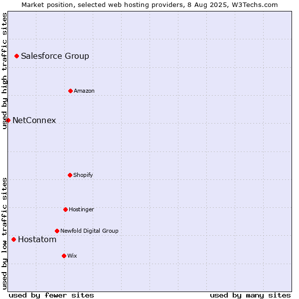 Market position of Salesforce Group vs. Hostatom vs. NetConnex